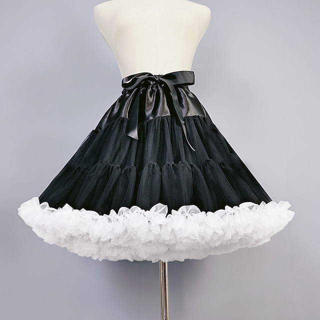  1950s Cosplay Lolita Petticoat Hoop Skirt Tutu Under Skirt Crinoline Knee Length Goth Girl Women's Masquerade Performance Party Skirts