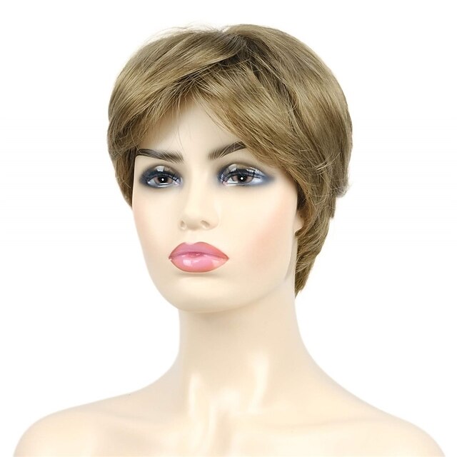 Beauty & Hair Wigs & Hair Pieces | Short Layered Wigs Pixie Cut Hair 6 Inches Natural Straight Synthetic Hair Full Wig for Daily