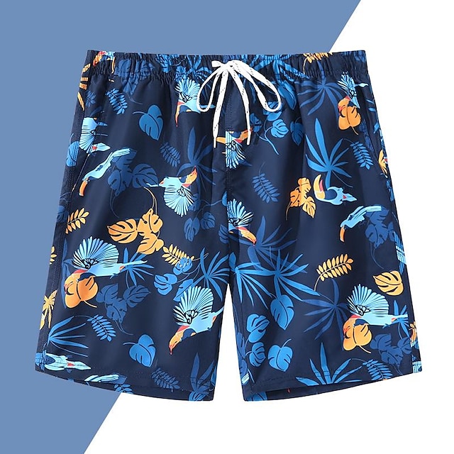  Men's Swim Trunks Swim Shorts Quick Dry Lightweight Board Shorts Bathing Suit with Pockets Drawstring Swimming Surfing Beach Water Sports Floral Summer