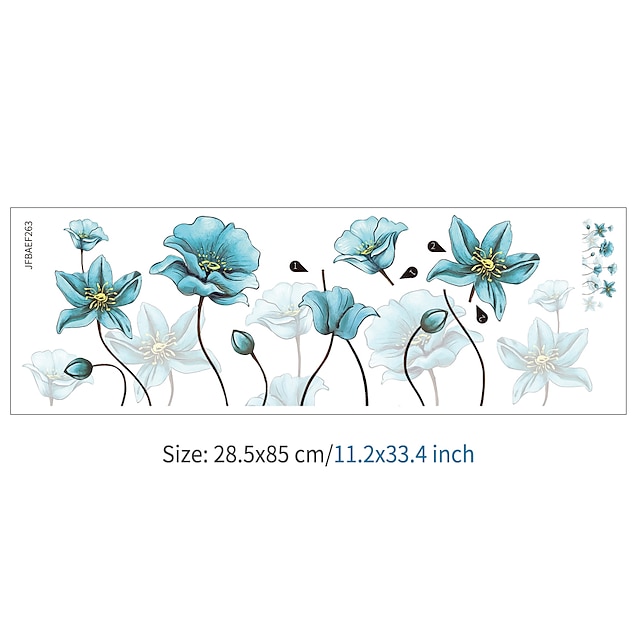 Home & Garden Home Decor | Nordic Ink Blue Flower Butterfly Living Room Background Decoration Can Be Removed Stickers - PA29482