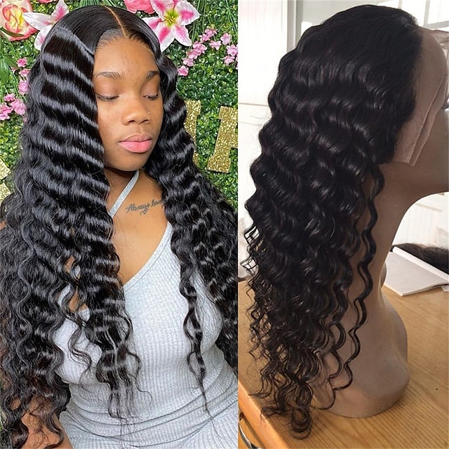 Beauty & Hair Wigs & Hair Pieces | Lace Front Wigs Human Hair for Black Women 150%/180%/250% Density Brazilian 13×4 Loose Deep W