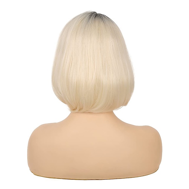 Beauty & Hair Wigs & Hair Pieces | Platinum Blonde Bob Wig Short Straight Ombre Blonde Wigs for Women Synthetic Natural Looking 