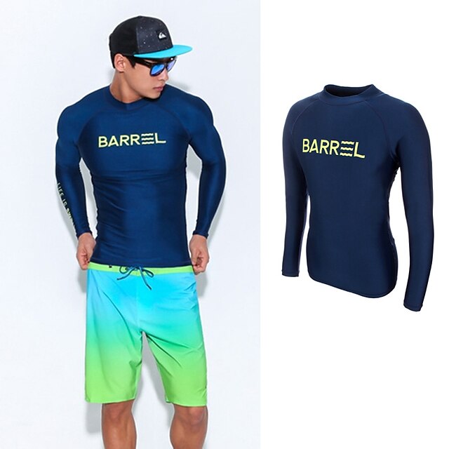 Sports & Outdoors Surfing, Diving & Snorkeling | Mens Rash Guard UPF50+ Breathable Quick Dry Long Sleeve Sun Shirt Swim Shirt Sw