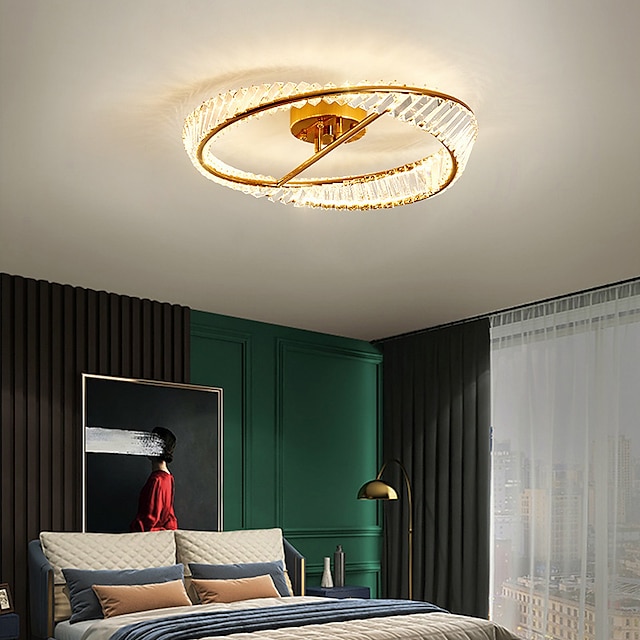  مصباح سقف على الطراز الاسكندنافي 60 سم LED كريستال نحاسي لغرفة المعيشة 220-240 فولت