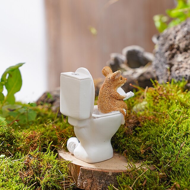 Home & Garden Home Decor | Small Animal Toilet Series Ornaments Decorative Objects Resin Modern Contemporary for Home Decoration