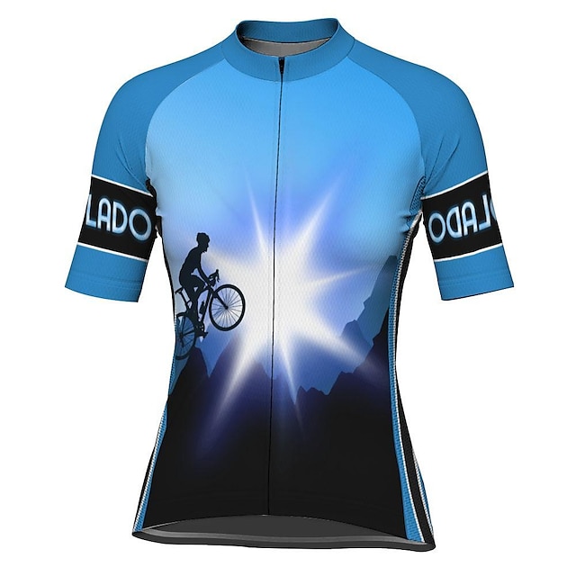 21Grams Women's Cycling Jersey Short Sleeve Bike Top with 3 Rear Pockets Mountain Bike MTB Road Bike Cycling Breathable Quick Dry Moisture Wicking Blue Graphic Patterned Spandex Polyester Sports