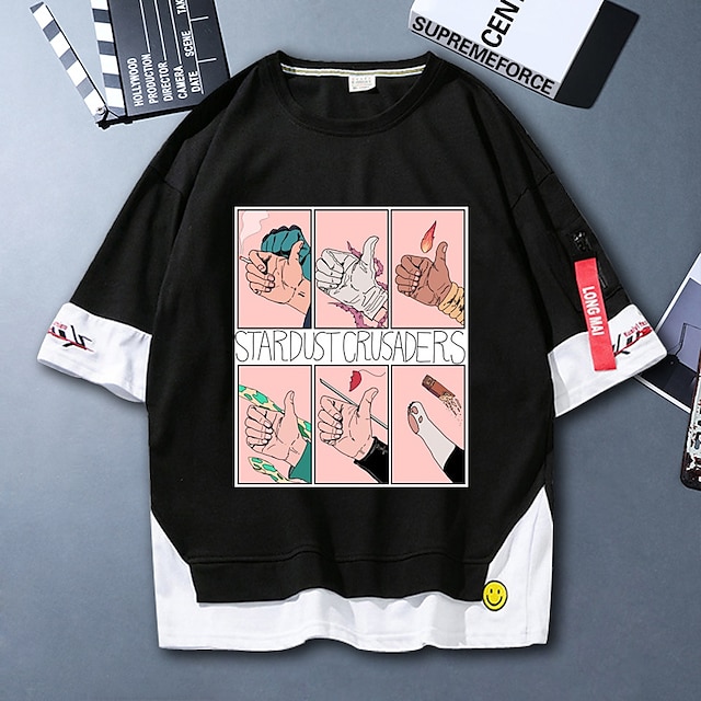 Toys & Hobbies Cosplay & Costumes | Inspired by JoJos Bizarre Adventure Jotaro Kujo T-shirt Cartoon 100% Polyester Anime Fake tw