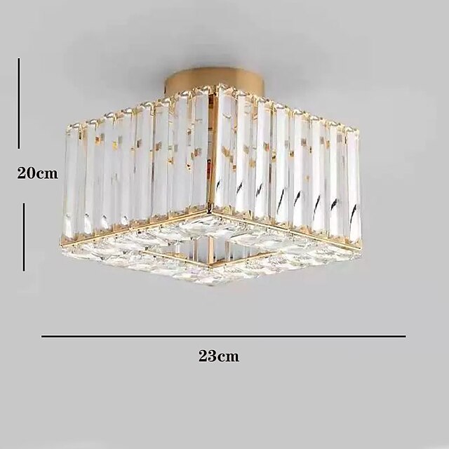 Lights & Lighting Pendant Lights | 23cm Ceiling Lights LED Crystal Hallway Light Porch Light Square Metal Electroplated Modern 2