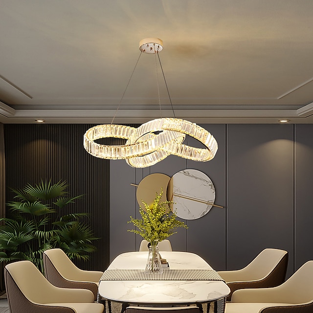  60 cm design unique lustre en cristal suspension led style nordique moderne salon salle à manger 220-240v