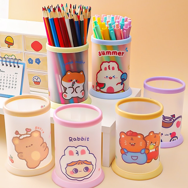 Consumer Electronics Stationery | Pen Pencil Holder Cup Cartoon Creative Multifunction Plastics for School Office Student - RL04