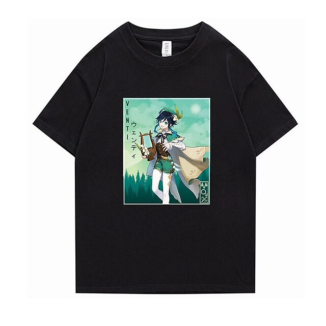 Toys & Hobbies Cosplay & Costumes | Inspired by Genshin Impact Venti T-shirt Cartoon 100% Polyester Anime Harajuku Graphic Kawai