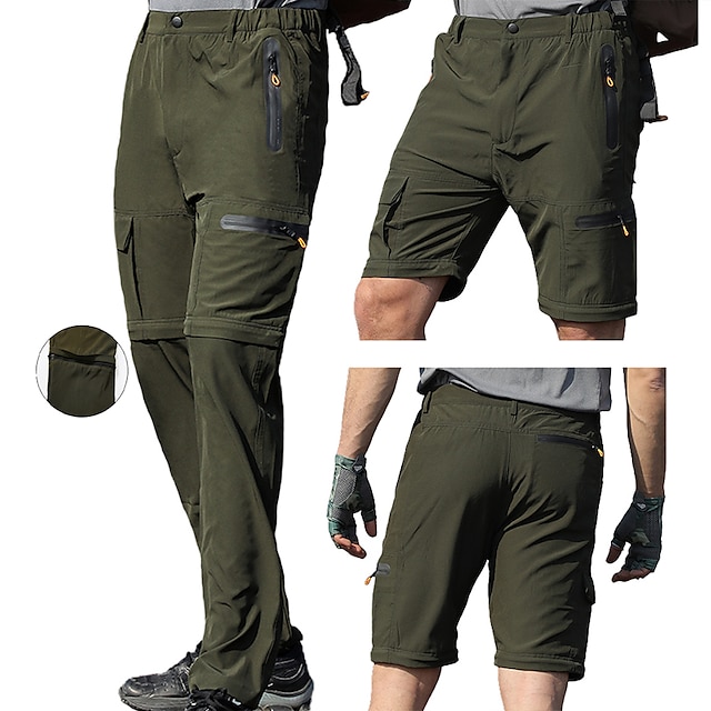  Men's Convertible Pants / Zip Off Pants Hiking Pants Trousers Summer Outdoor Quick Dry Zipper Pocket Lightweight Stretchy Spandex Pants / Trousers Bottoms Black Army Green Dark Navy Hunting Fishing
