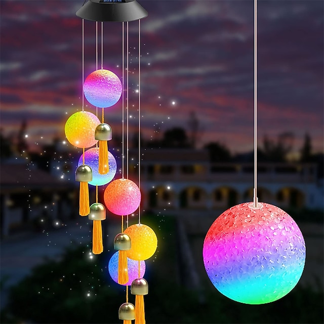 Solar Powered LED Wind Chime Light Color Changing Outdoor Garden Hanging Decor 