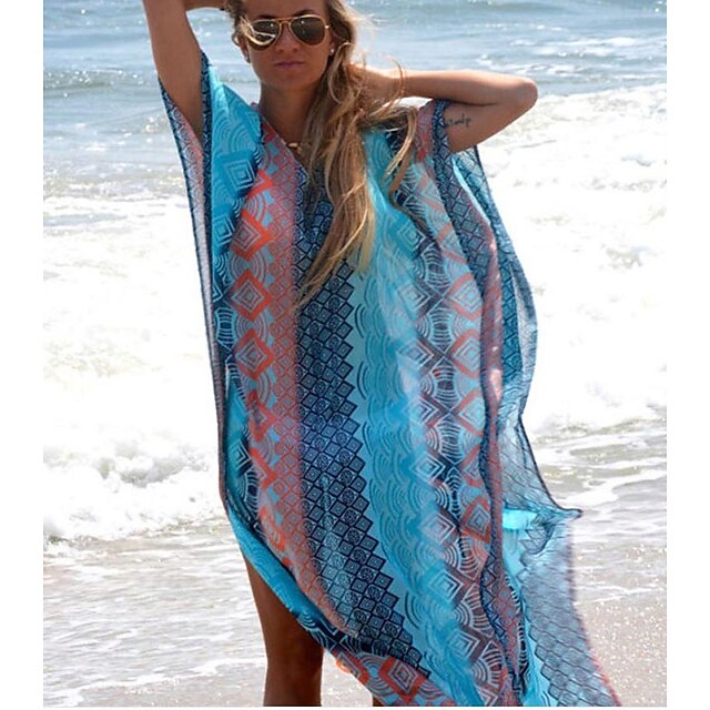 Women's Normal Swimwear Cover Up Beach Dress Swimsuit Oversized Print Active Party Bathing Suits2
