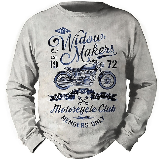 Mens Clothing Mens Hoodies & Sweatshirts | Mens Unisex Sweatshirt Pullover Graphic Prints Motorcycle Letter Print Daily Sports 3