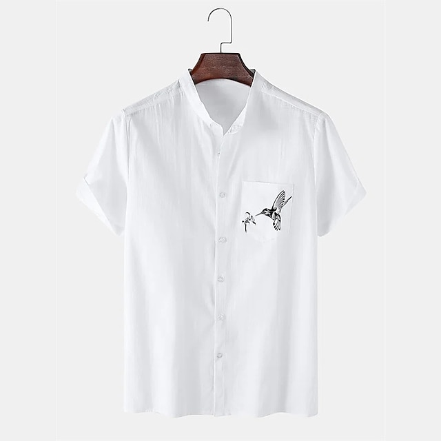 Mens Clothing Mens Shirts | Mens Shirt Hot Stamping Graphic Animal Crew Neck Street Casual Button-Down Print Short Sleeve Tops F