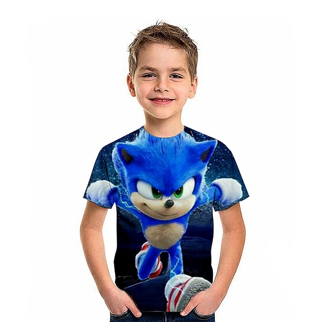 Baby & Kids Boys Clothing | Kids Boys T shirt Sonic Short Sleeve 3D Print Cartoon Blue Children Tops Spring Summer Active Fashio