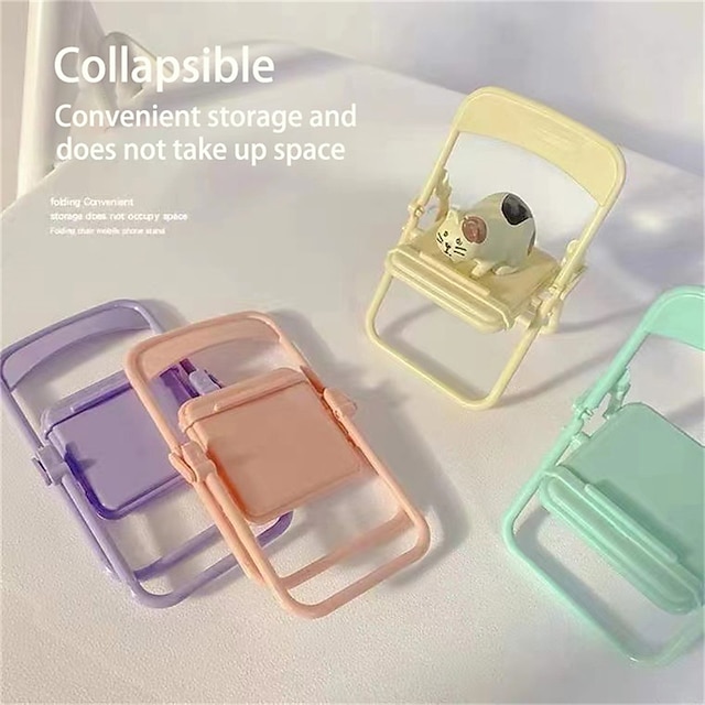 Phones & Accessories Phone Mounts & Holders | Portable Mini Mobile Phone Stand Desktop Chair Stand 4 Color Adjustable Macaron Co