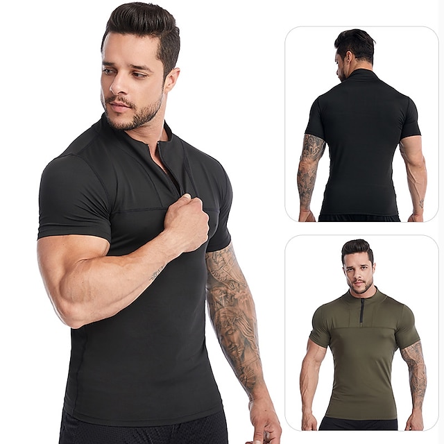 Sports & Outdoors Running, Jogging & Walking | Mens Running Shirt Tee Tshirt Top Athletic Breathable Quick Dry Moisture Wicking 