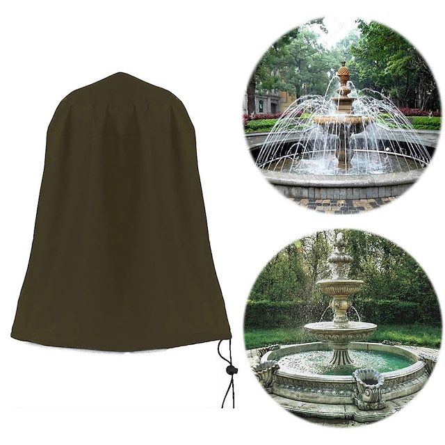 Garden Fountain Cover 210d Oxford Cloth Waterproof Cover With Drawstring Winter Outdoor Fountain Cover Dust Cover