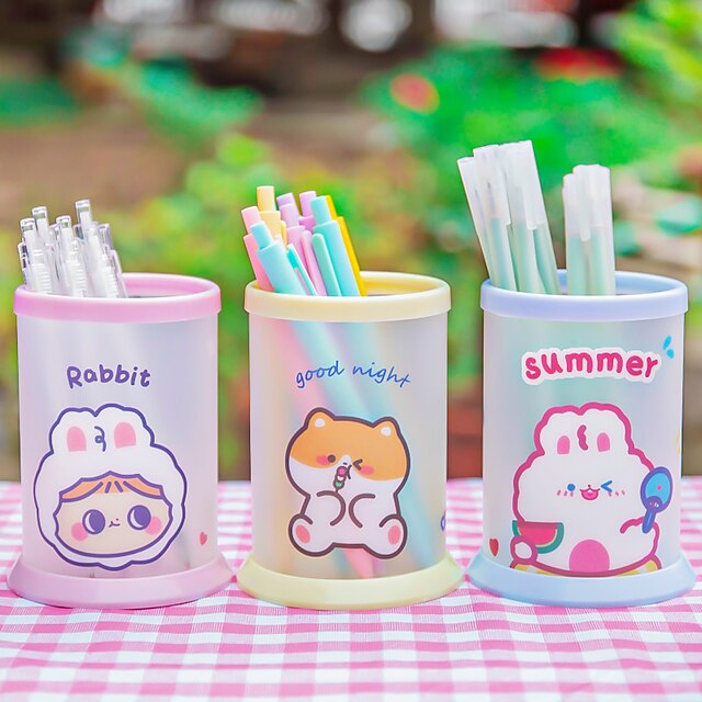 Consumer Electronics Stationery | Pen Pencil Holder Cup Cartoon Creative Multifunction Plastics for School Office Student - RL04