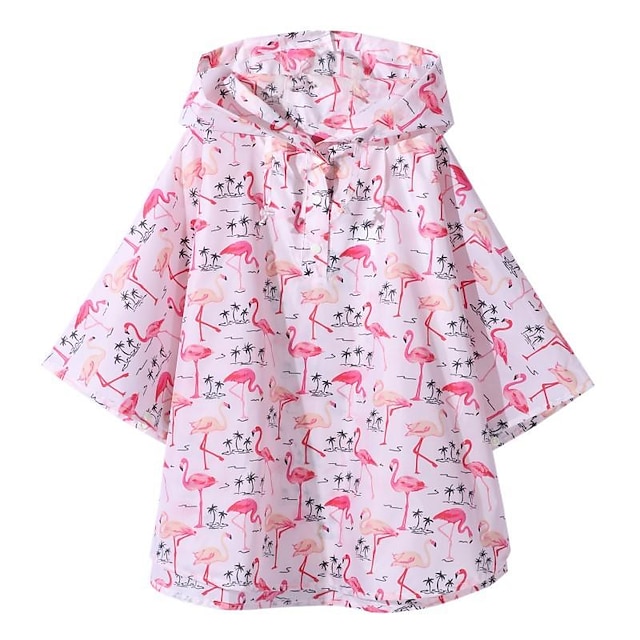 Home & Garden Home Decor | Childrens Printed Thin Cape Raincoat Solid Color Backpack Poncho - OV42418