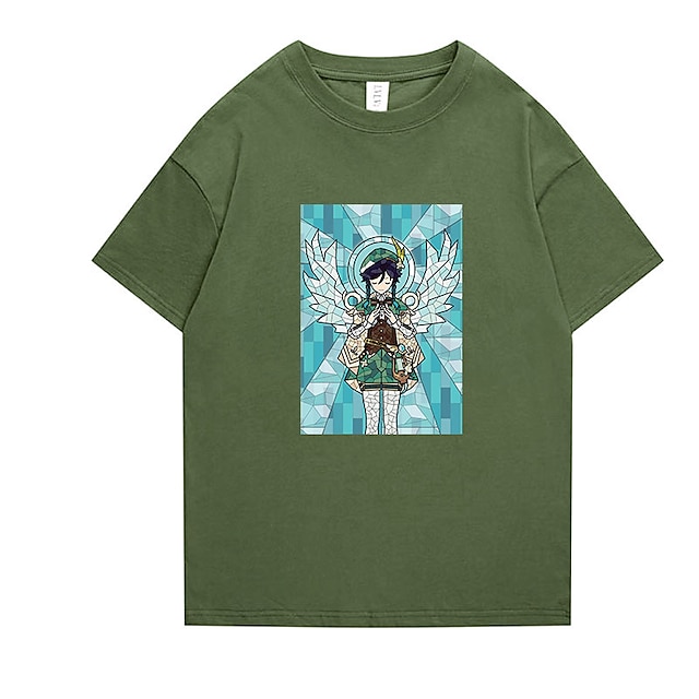 Toys & Hobbies Cosplay & Costumes | Inspired by Genshin Impact Venti T-shirt Cartoon 100% Polyester Anime Harajuku Graphic Kawai