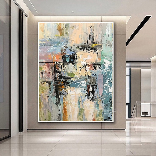 Hang-Painted Oliemaleri Hånd malede Horisontal panorama Abstrakt Landskab Moderne Uden indre ramme (ingen ramme)