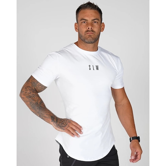 Sports & Outdoors Running, Jogging & Walking | Mens Running Shirt Tee Tshirt Top Athletic Athleisure Summer Spandex Breathable Q