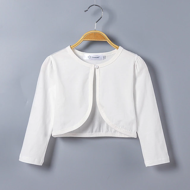 Girls' 3D Plain Coat Long Sleeve Summer Spring Active Cute Cotton Kids 2-12 Years Street Daily Regular Fit 7