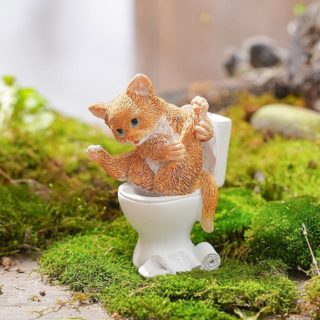 Home & Garden Home Decor | Small Animal Toilet Series Ornaments Decorative Objects Resin Modern Contemporary for Home Decoration