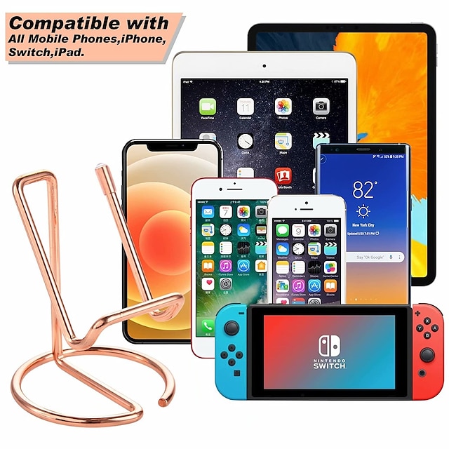 Phones & Accessories Phone Mounts & Holders | Cell Phone Stand for Desk Cute Metal Black Cell Phone Stand Holder Desk Accessorie