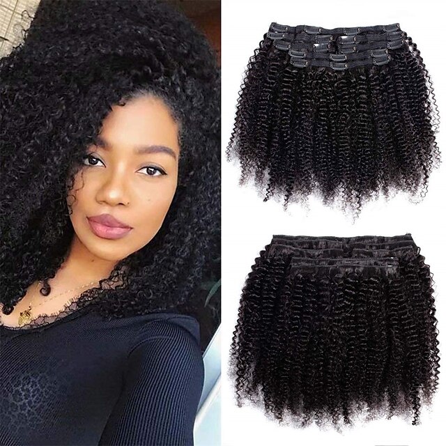 Afro Kinky Curly Hair Extensions Clip In Human Hair For Black Women 8a Brazilian 4b 4c Afro 0854