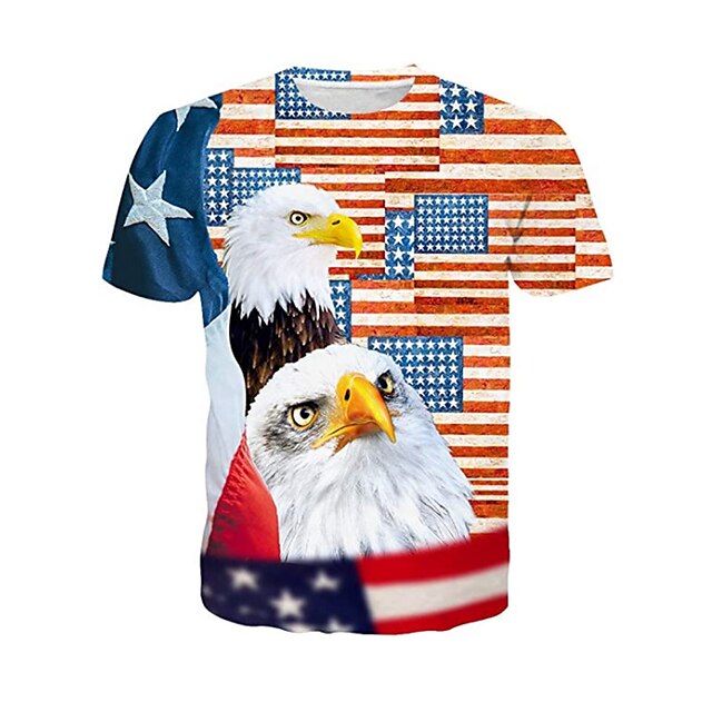 Baby & Kids Boys Clothing | Kids Boys American Independence Day T shirt Short Sleeve 3D Print Flag Animal Red Children Tops Spri