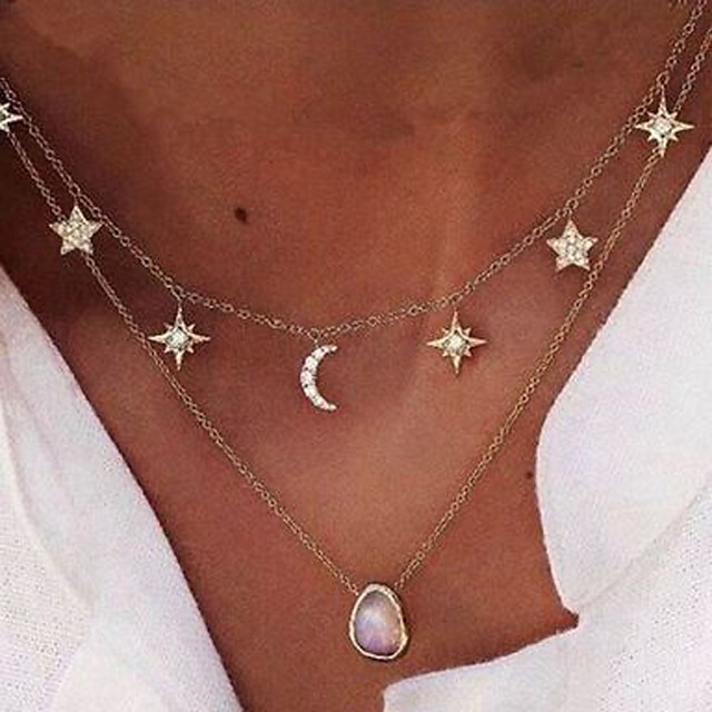 Shoes & Bags Fashion Accessories | 1pc Pendant Necklace Necklace For Womens Pink Street Gift Beach Alloy Mismatched Star - GT891