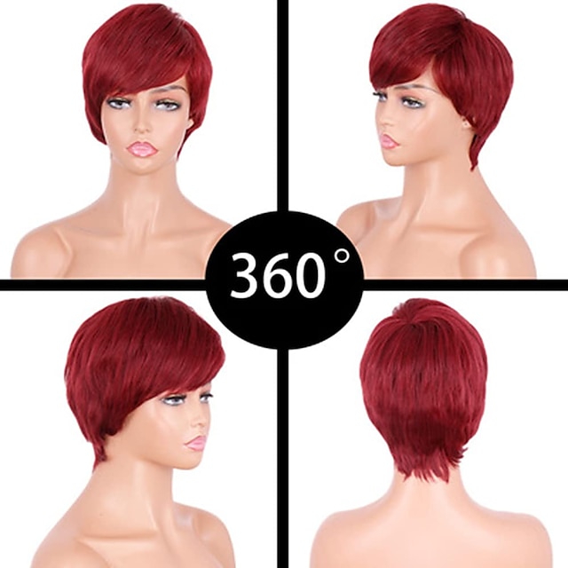 Beauty & Hair Wigs & Hair Pieces | Short Asymmetry Side Bang Straight Wig Pixie Cut Wigs for Black Women - GB96844