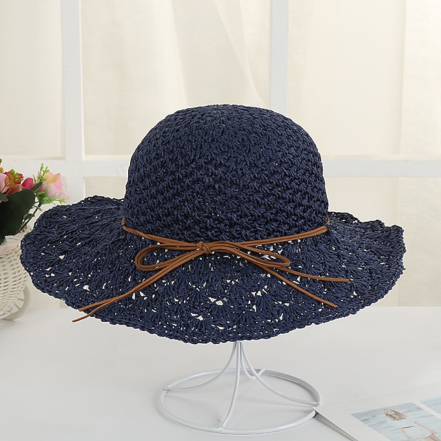 Shoes & Bags Fashion Accessories | 1pcs Summer Womens Foldable Large Brim Beach Plain Sun Hat Straw Beach Cap For Ladies Elegant