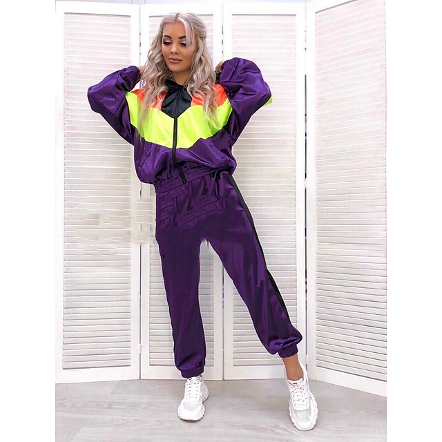 Sports & Outdoors Running, Jogging & Walking | Womens Patchwork Tracksuit Sweatsuit Jogging Suit Street Casual Winter Long Sleev