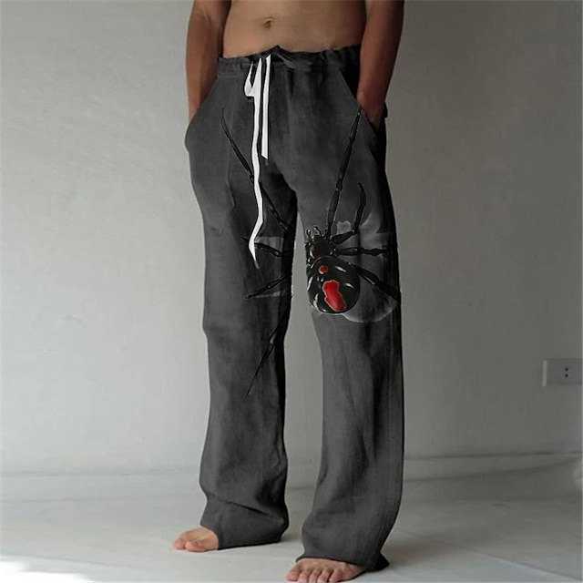 Men's Trousers Summer Pants Beach Pants Straight Elastic Drawstring ...