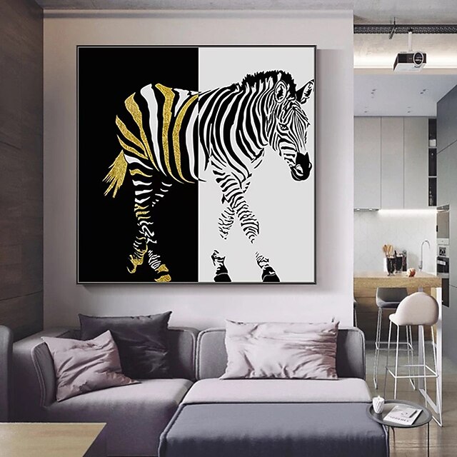 Home & Garden Wall Art | Oil Painting Hand Painted Square Animals Pop Art Modern Stretched Canvas / Rolled Canvas - YG32980