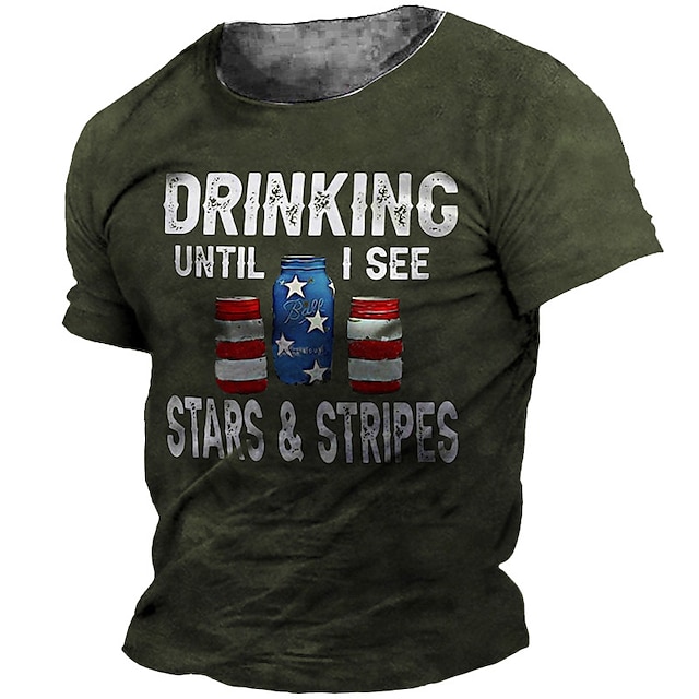 Mens Clothing Mens Tees & Tank Tops | Mens Unisex T shirt Tee 3D Print Graphic Prints Drink Crew Neck Street Daily Print Short S