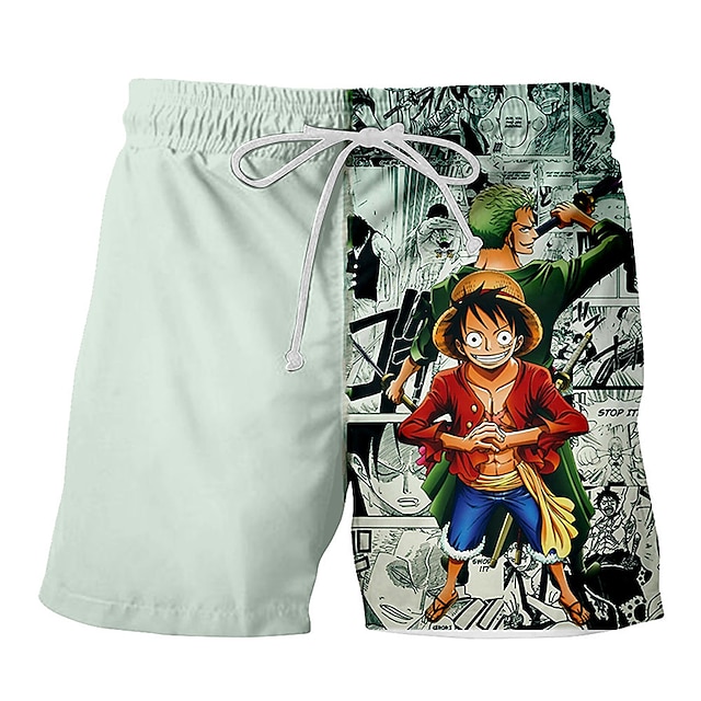  One Piece Monkey D. Luffy Portgas D. Ace Beach Shorts Board Shorts Back To School Anime Harajuku Graphic Kawaii For Couple's Men's Women's Adults' Back To School Hot Stamping