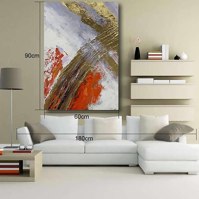 Home & Garden Wall Art | Oil Painting Handmade Hand Painted Wall Art Abstract Modern Golden Grey Orange Heavy Oils Home Decorati