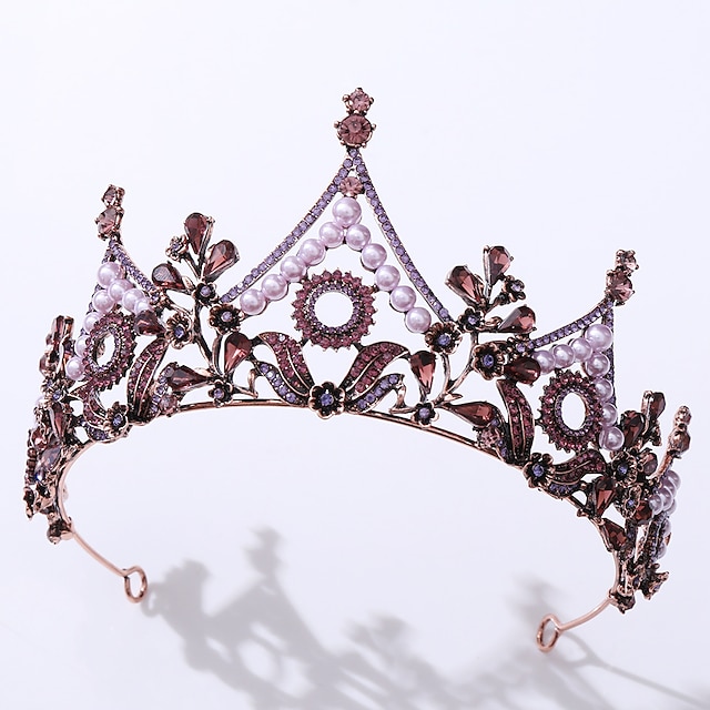  Baroque Crown Black Bridal Crystal Tiara Crown Gothic Headpiece Vintage Queen Hair Accessories for Women and Girls