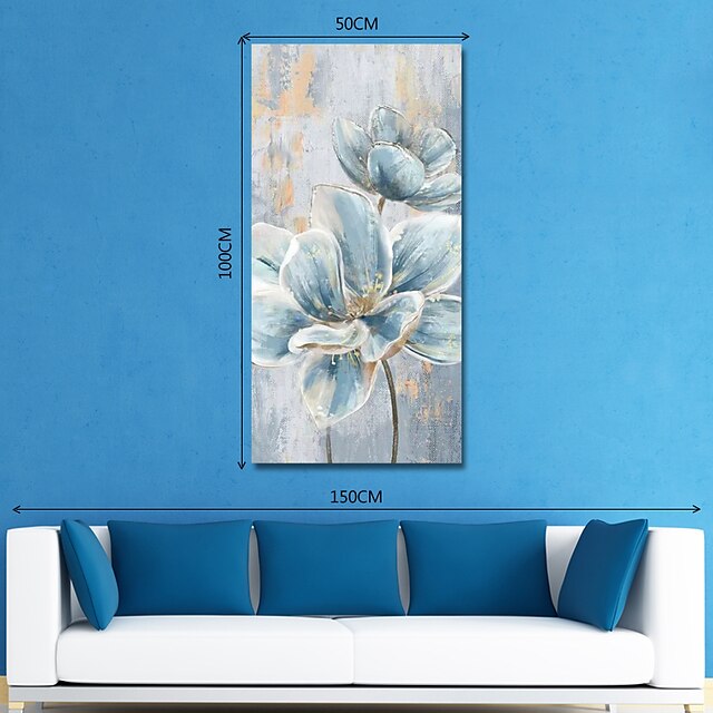 Home & Garden Wall Art | Oil Painting Hand Painted Vertical Abstract Floral / Botanical Modern Stretched Canvas - UE95418