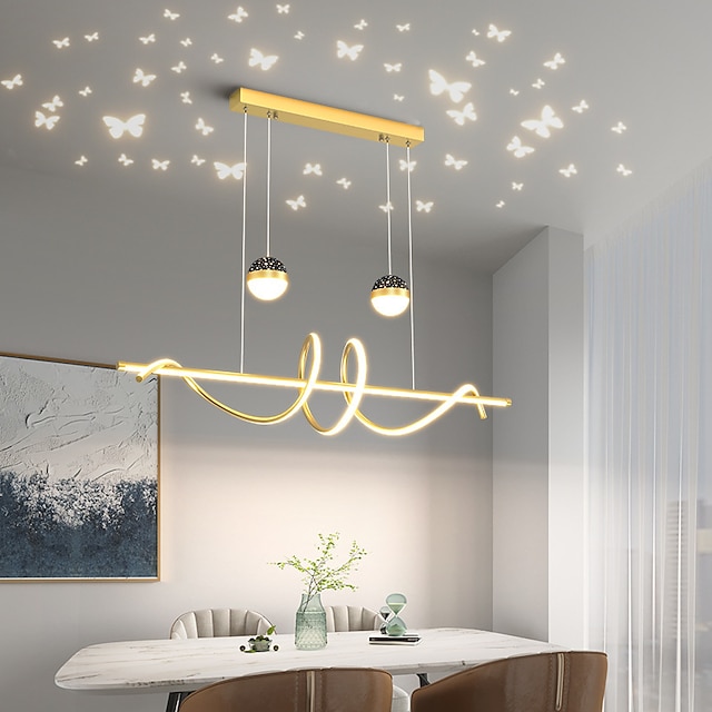  100 cm pendel led sommerfugl projektor lys restaurant lampe moderne nordisk stil varmt kreativt design spiral lysekrone