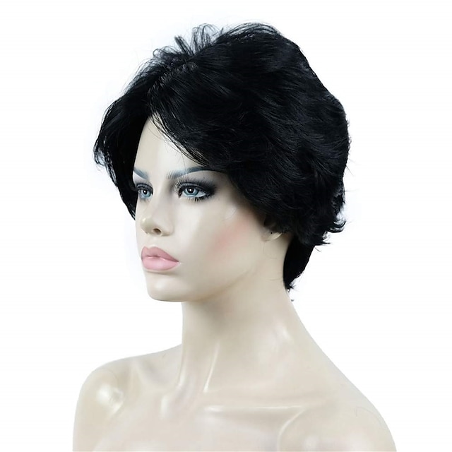 Beauty & Hair Wigs & Hair Pieces | Short Fluffy Natural Wavy Wig Synthetic Hair Women Capless Wigs - XQ65543