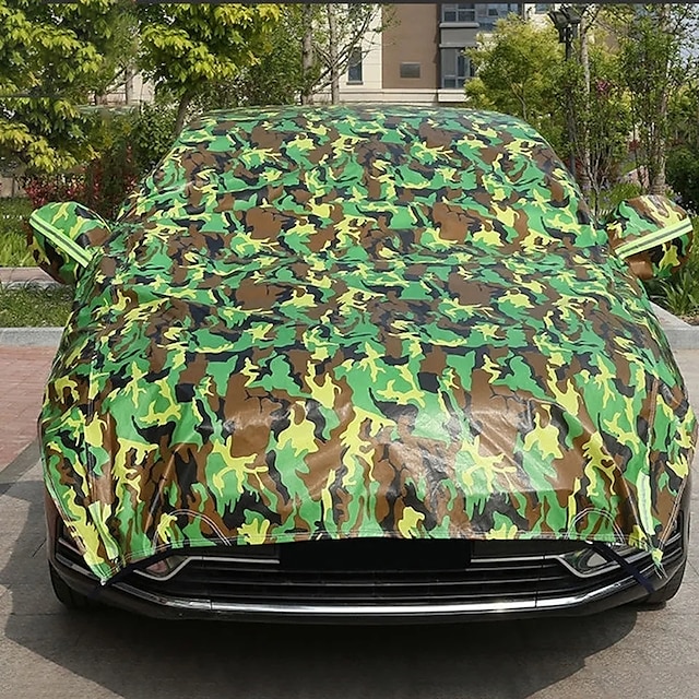  camouflage voiture pare-soleil demi-couverture bâche de voiture été/hiver protection solaire isolation thermique blanc/vert armée imperméable à la pluie demi-corps bâche de voiture épaissie