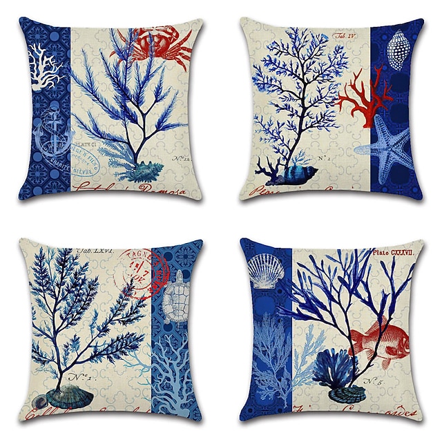 Home & Garden Home Decor | Sea Double Side Cushion Cover 4PC Soft Decorative Square Throw Pillow Cover Cushion Case Pillowcase f