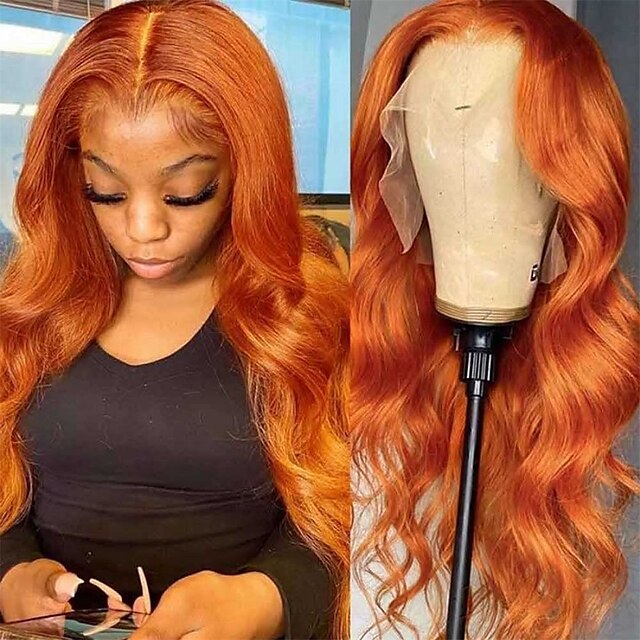 Beauty & Hair Wigs & Hair Pieces | Orange Ginger Body Wave Lace Front Wig Colored Human Hair Wigs for Black Women 13x4 Transpare